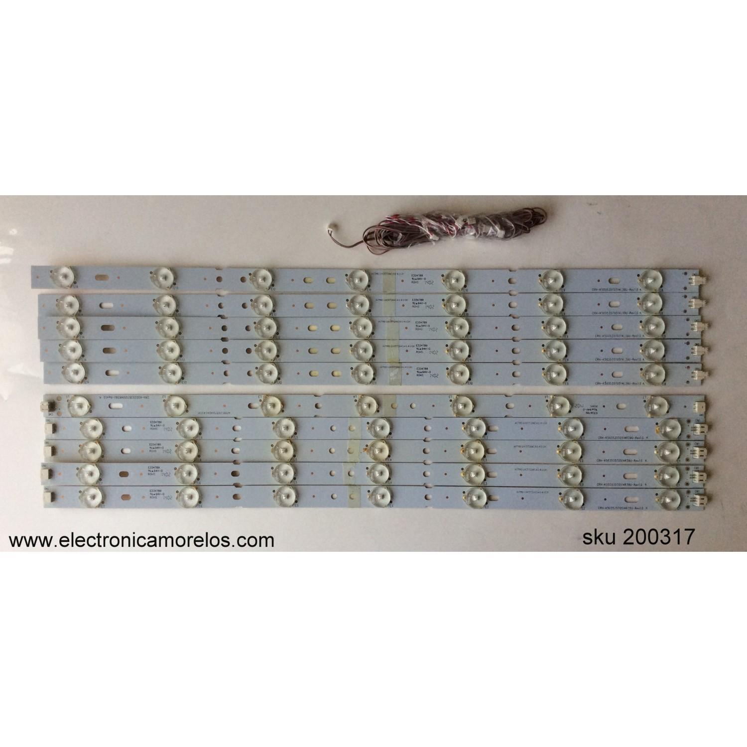 KIT DE LED PARA TV / SCEPTRE (10 PIEZAS) / CRH-K503535T0514R39U-Rev1.0 / CRH-K503535T0514L39U-REV.1.0 / PANEL V500HJ1-PE0 / MODELO X505BV-FMQR